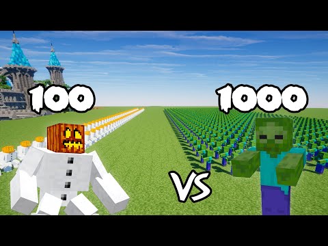100 Mutant Snow Golems Vs 1000 Zombies |Minecraft|