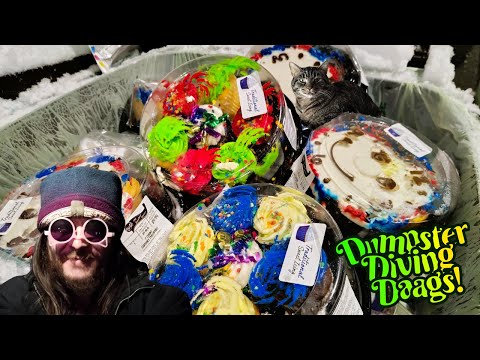 Dumpster Diving for Food Big Treat Score!!!