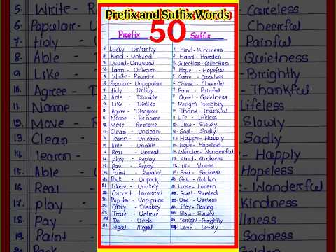 50 Suffix and Prefix word in english l 50 Prefix Word l 50 Suffix Words in English