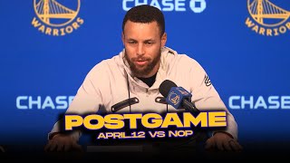 Warriors/Pelicans Postgame, Steph, Klay, TJD, Coach Kerr Reactions | April 12, 2024