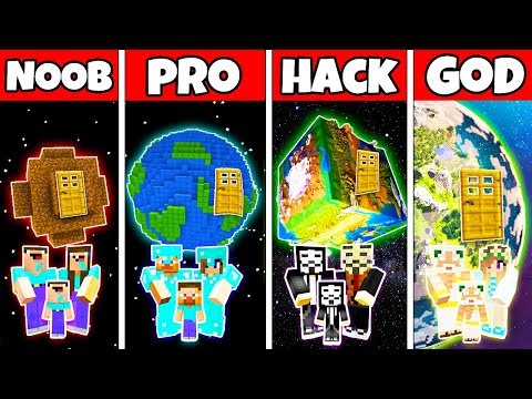 Minecraft: FAMILY PLANET HOUSE BUILD CHALLENGE - NOOB vs PRO vs HACKER vs GOD in Minecraft