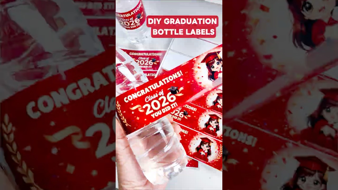 Print and Wrap Graduation Water Bottle Labels | Easy Class of 2026 Party Idea