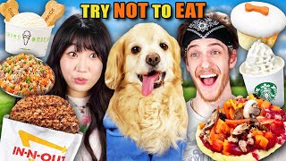 Try Not To Eat - Dogs vs Dog Dishes! (Puppuccino, Pup Patty, Pupcakes) | People Vs. Food