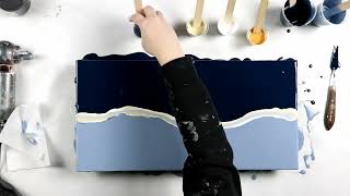 (890) Gorgeous Blue and Gold Split Color Dutch Pour! Acrylic Pouring Technique