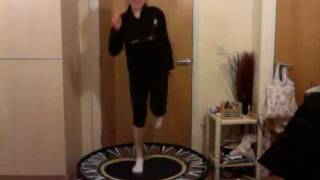Low impact running on a mini trampoline