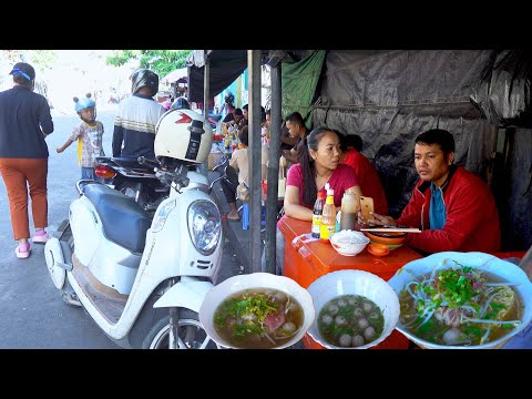Noodle Soup In Front Of Kindergarten School - $1.25 For A Bowl. Phnom Penh Cheap Street Food