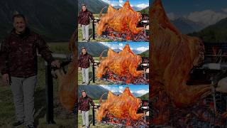 Roasting a Whole Camel on Grill with Open Fire – Epic Village BBQ! #shorts #camel