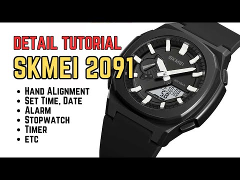 Skmei 2091 Complete Setting Tutorial : Hands Alignment, Time, Date, Alarm, etc.