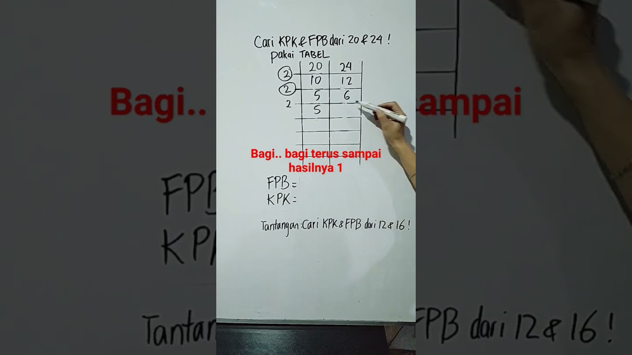 Bagi.. bagi terus.. sampai hasilnya 1. Cara cari KPK dan FPB pakai tabel #matematika #shorts #short