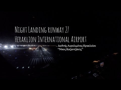 Night approach and landing runway 27 Heraklion International Airport (HER LGIR)