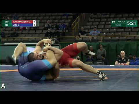 Round 2 FS - 97 kg: G. MATCHARASHVI (GEO) v. V. VIKY (IND)