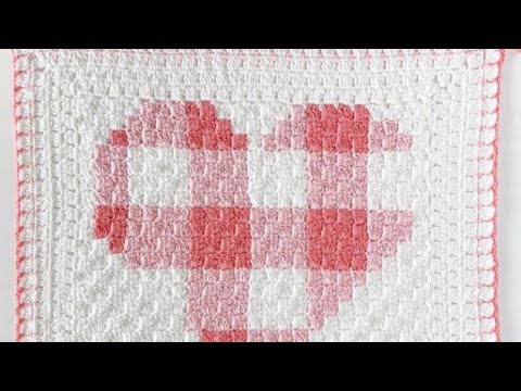 Crochet Gingham Heart Blanket - Daisy Farm Crafts