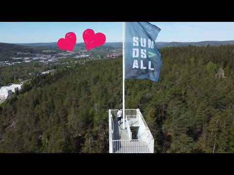 Sundsvall från ovan med drönare. Norra Berget