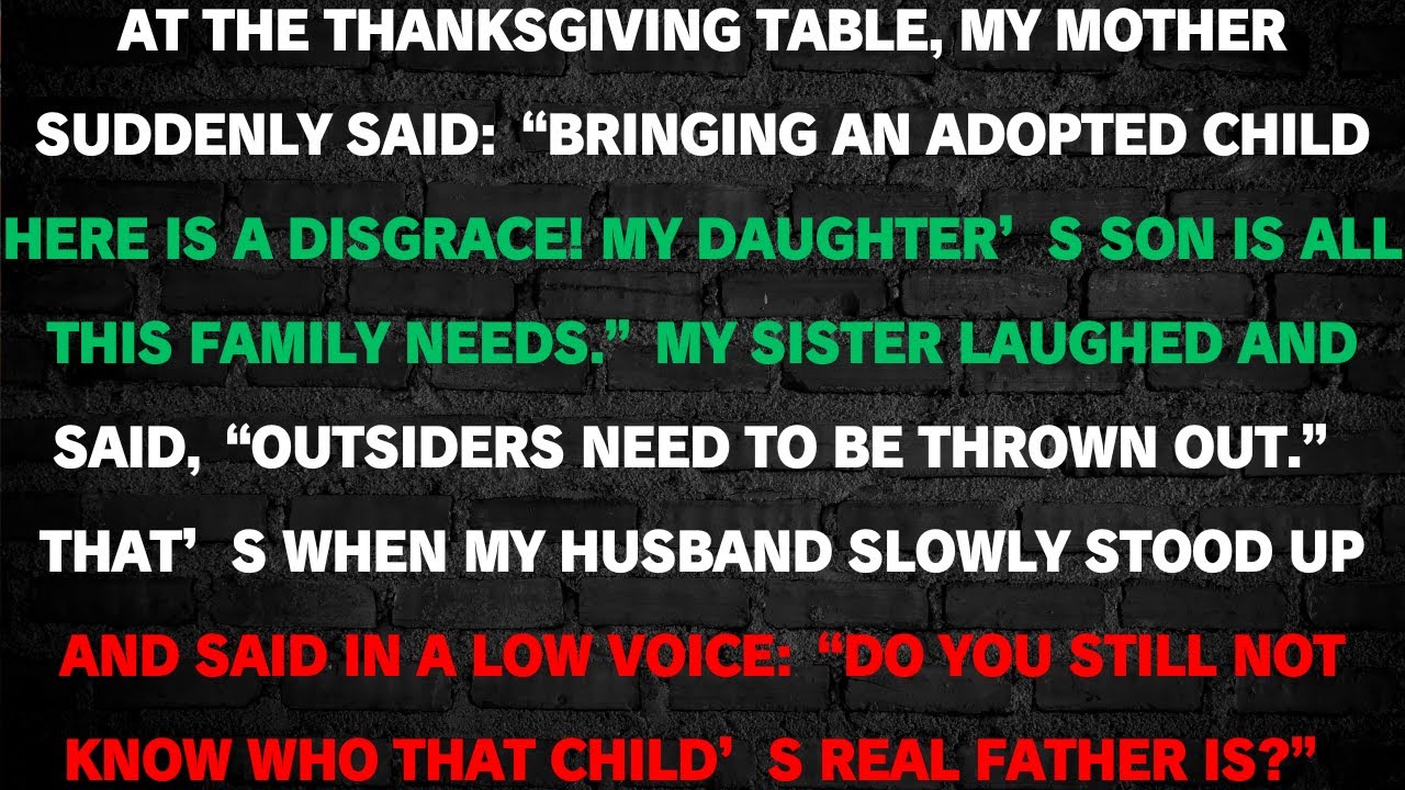 My family mocked our adopted son at thanksgiving… until my husband stood up.
