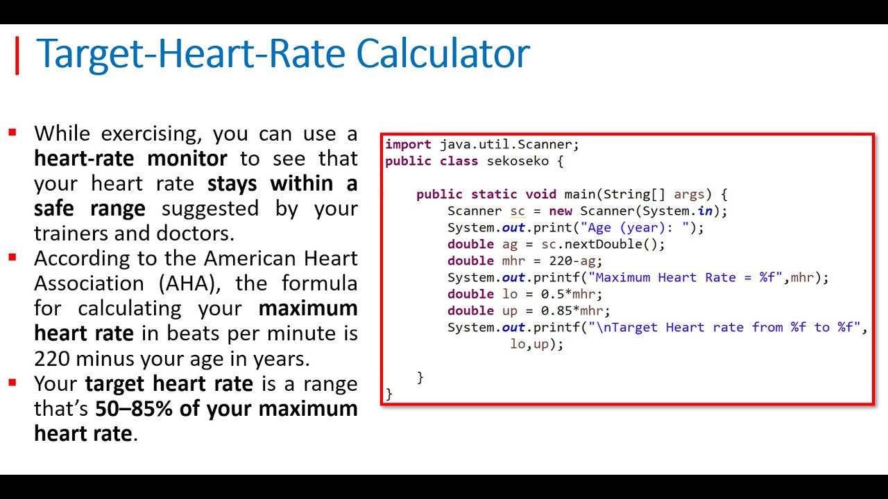 Lecture 19 Java |  Target Heart Rate calculator بالعربي