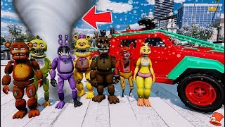 ANIMATRONICS vs HUGE TORNADO BLIZZARD! (GTA 5 Mods For Kids FNAF RedHatter)