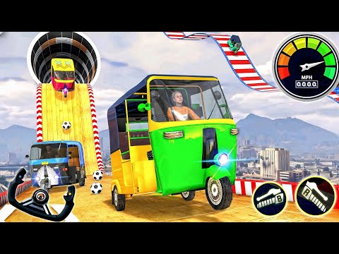 Tuk Tuk Auto Mega Ramp Stunts Simulator - Superhero GT Rickshaw Real Stunt Racing: Android Gameplay