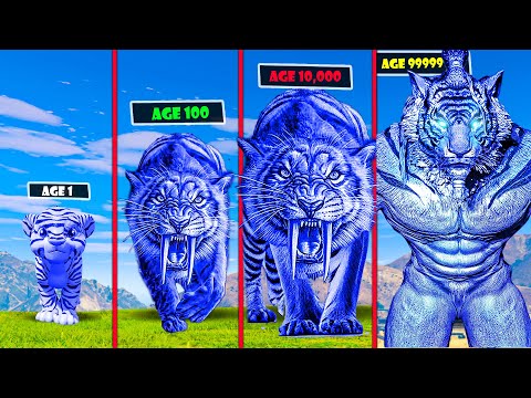 Growing Smallest Blue TIGER LION into Biggest BLUE TIGER LION in GTA 5!