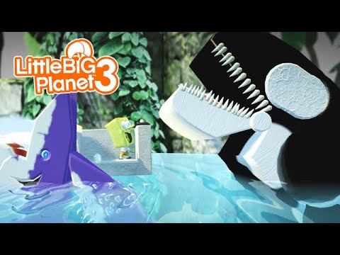 LittleBIGPlanet 3 - SpongeBob Gets Murdered by Sharks and Shamu [Playstation 4 Gameplay]