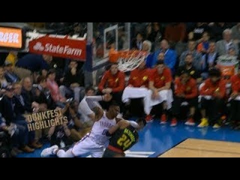 Russell Westbrook Pulled Kent Bazemore Down,The Hawks Bench Was On Fire