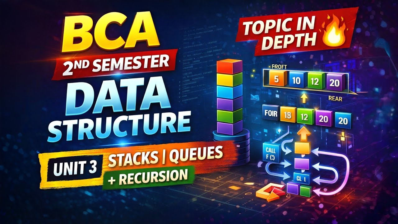BCA 2nd semester | Data Structure | Unit 3 Stacks, Queues and Recursion 