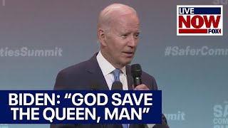 &#39;GOD SAVE THE QUEEN&#39; Biden says to end a gun violence event in Connecticut | LiveNOW from FOX