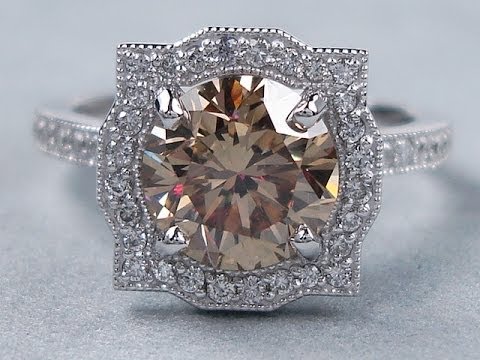 2.44 ctw Round Cut Natural Chocolate VS2 Diamond Engagement Ring - BigDiamondsUSA