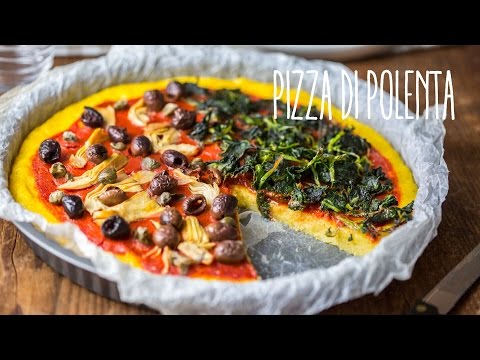 Pizza di polenta vegana ai friarielli e ai carciofini olive e capperi -  Vegolosi