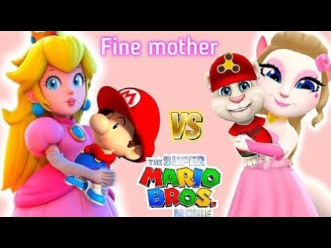 fine mother vs The super mario bros vs my Talking Angela 2 and tom 2 😍 #mytakingangela