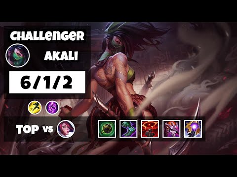 Akali vs Fiora Top 11.6 Challenger S11 Gameplay (6/1/2) - NA
