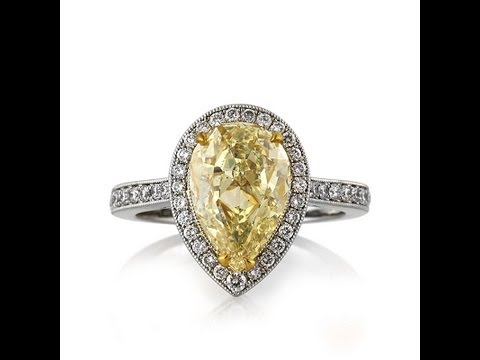 3.58ct Fancy Light Yellow Pear Shaped Diamond Engagement Anniversary Ring-Mark Broumand