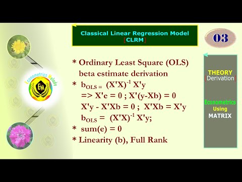 ordinary least square (OLS) beta estimate derivation | Matrix | Econometrics | U/Grad | MPhil | PhD
