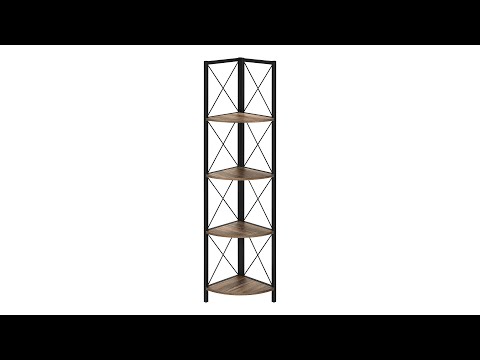 I 3646 Bookcase - 60"H / Brown Reclaimed / Black Metal Corner - Monarch Specialties