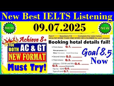 IELTS LISTENING PRACTICE TEST 2025 WITH ANSWERS | 09.07.2025