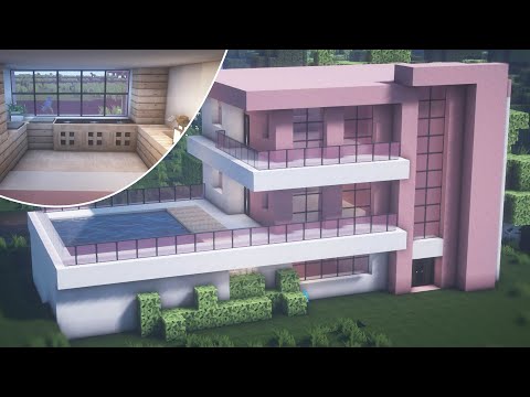 GAMES - Minecraft 🌷 Large Modern House Interior Tutorial ( Home furniture )