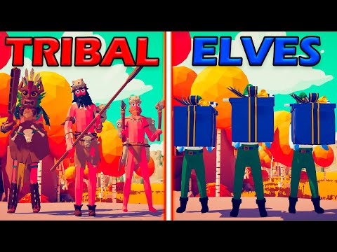 MEGA TRIBAL TEAM vs PRESENT ELF TEAM - Totally Accurate Battle Simulator | TABS