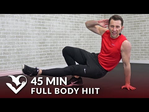 45 Minute Full Body HIIT Workout with Dumbbells - 45 Min HIIT Home Workout with Weights