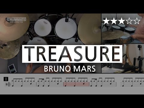 [Lv.09] Treasure - Bruno Mars  (★★★☆☆) Pop Drum Cover Score book Sheet Lessons Tutorial | DRUMMATE