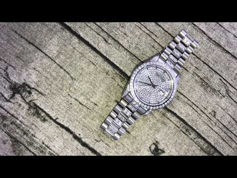 Royal Crown Cubic Zirconia Dial Stainless Steel Men's Watch SPM9844441918