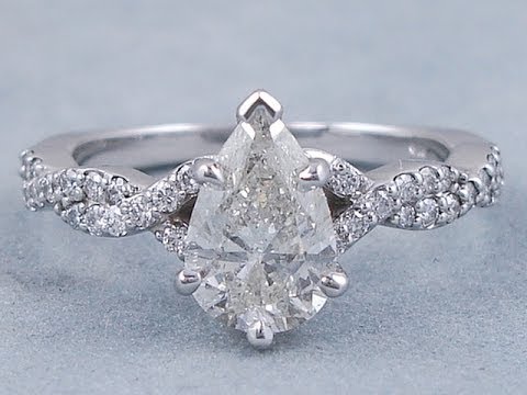 1.31 ctw Pear Shape H SI2 Diamond Engagement Ring - BigDiamondsUSA