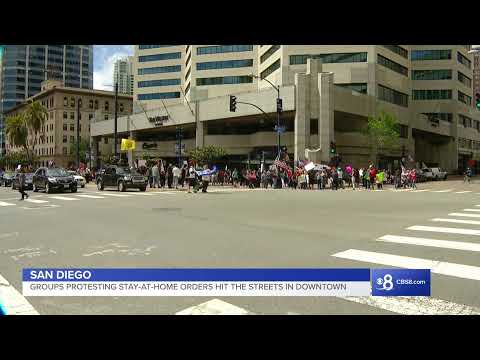 San Diego groups are protesting the government's stay-at-home orders with a walk in downtown