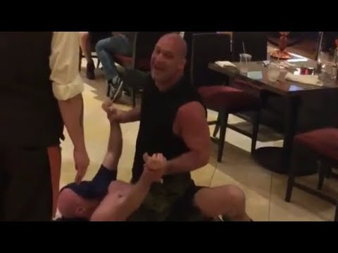 Ex UFC champion Matt Serra hilariously restrains drunken man in restaurant