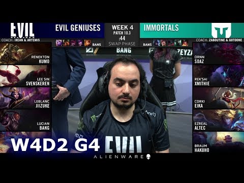 Evil Geniuses vs Immortals | Week 4 Day 2 S10 LCS Spring 2020 | EG vs IMT W4D2