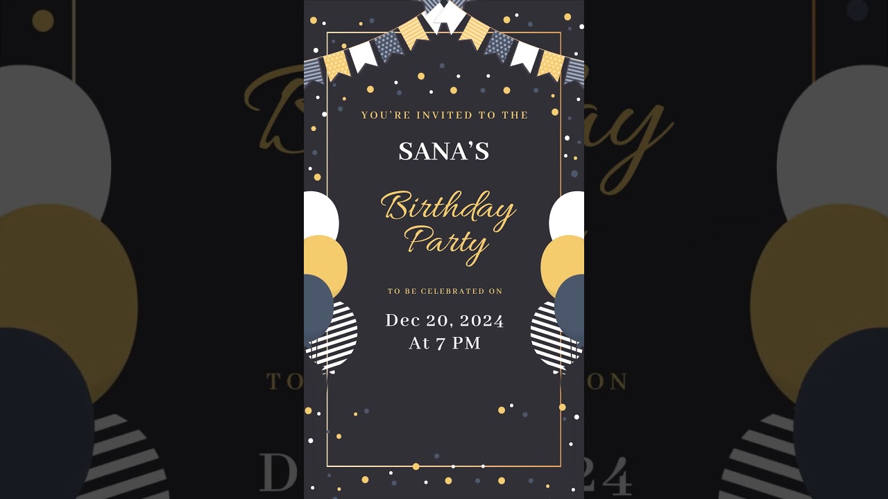 Vector Theme Birthday Invitation Template | Digital Invitation Video Card