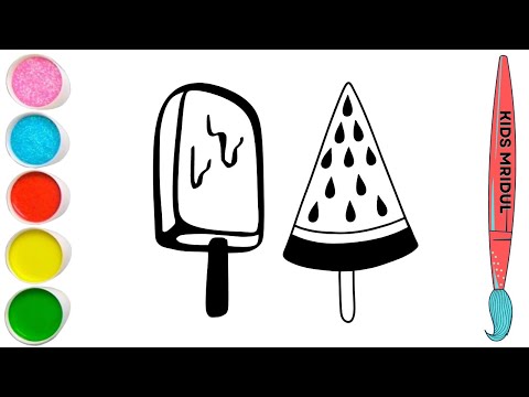 How to draw cute and easy a Ice cream | Easy drawing, Painting and Coloring for Kids & Toddlers
