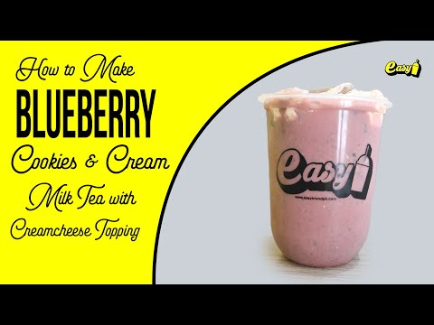 How to make Blueberry Cookies & Cream Milk Tea with Cream Cheese topping | EASYBRAND |