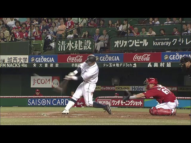 7回裏 ライオンズ・栗山 再び2アウトからのタイムリーで4点目あげる!!  2014/6/12 L-C