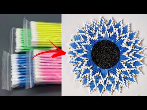 Amazing Creative Decoration Ideas With Cotton Buds | DIY Cotton Buds | Wall Decor Ideas.