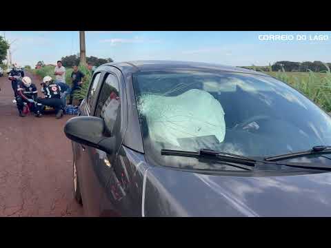 Motociclista fica gravemente ferido após colisão com carro em Santa Helena