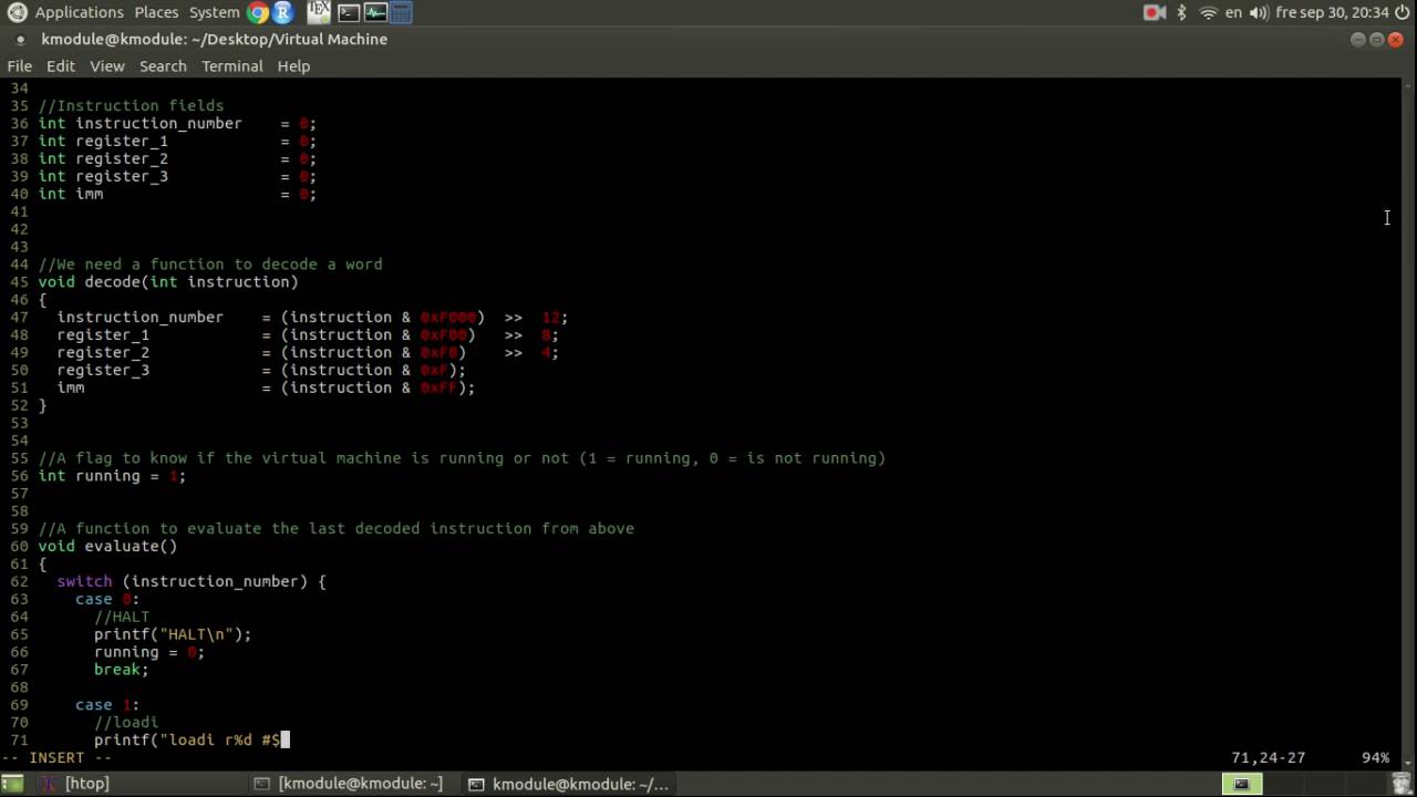 Virtual Machine in C by K-module